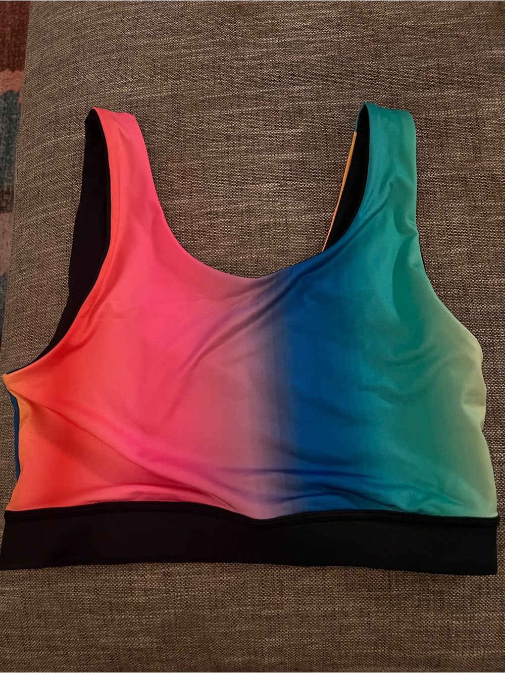 TomboyX Swim Reversible Sport Top - Melting Rainbow NWT